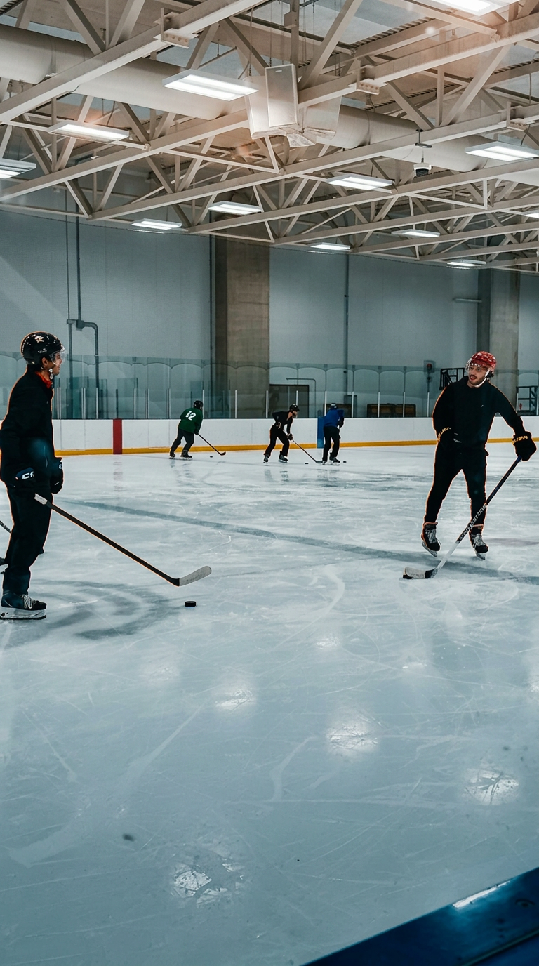 Youth hockey player skating on ice